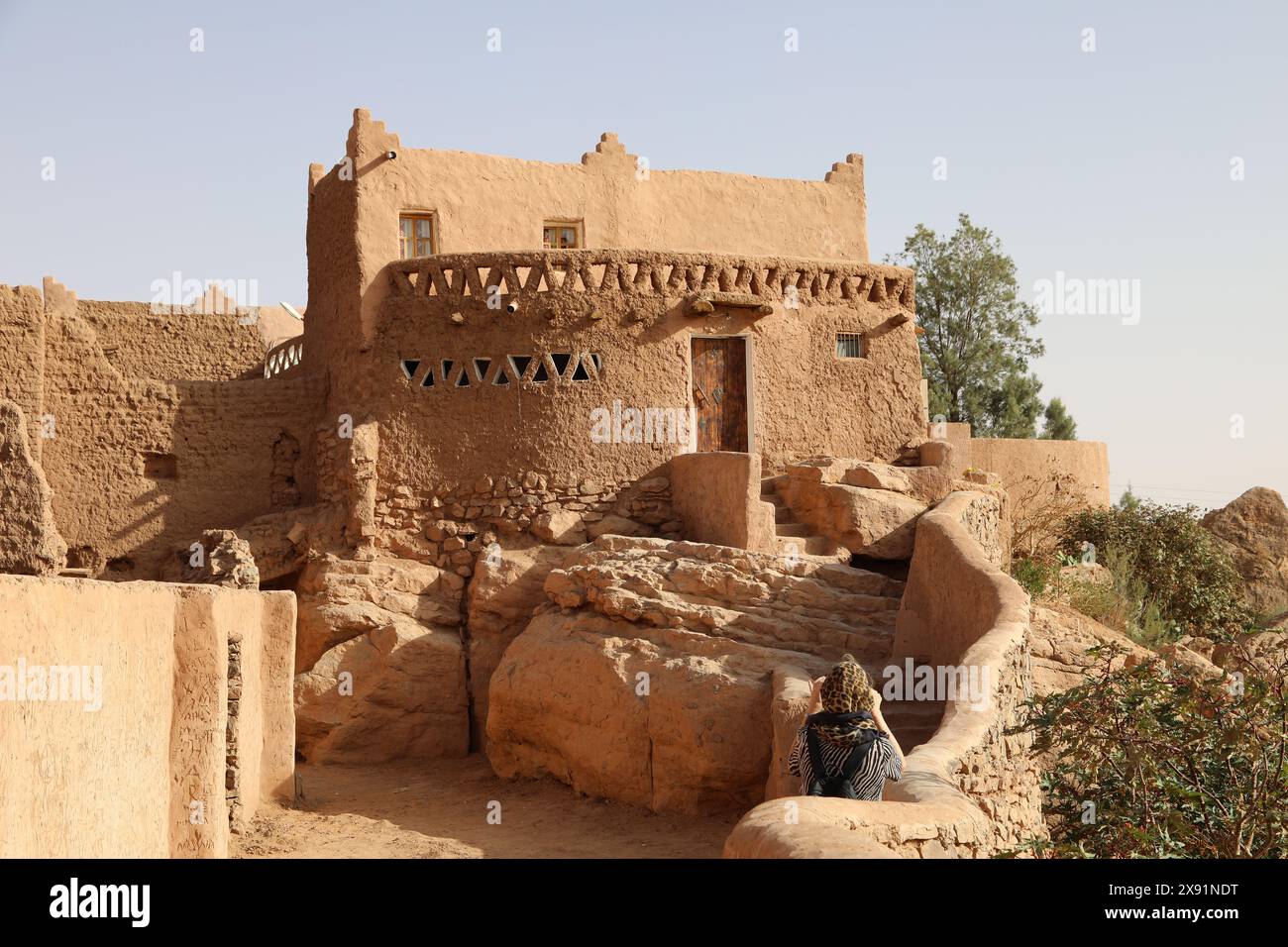 Edificio in mattoni di fango nel ksar a Taghit Foto Stock