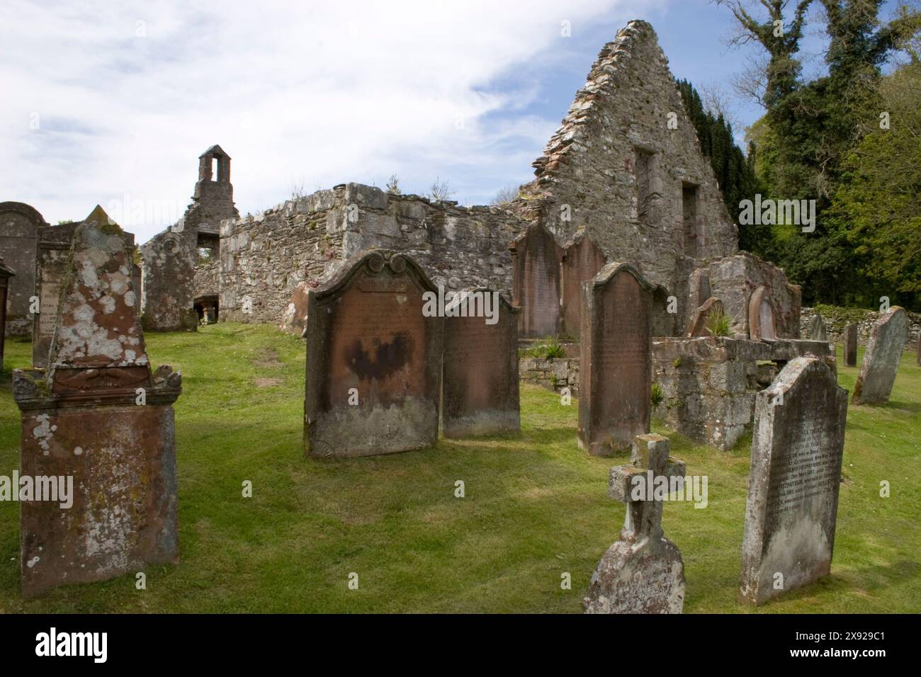 Anworth Old Church Roads, Castle Douglas, Kirkcudbrightshire. La chiesa fu sede del film del 70 The Wicker Man. Dumfries & Galloway, Scozia Foto Stock