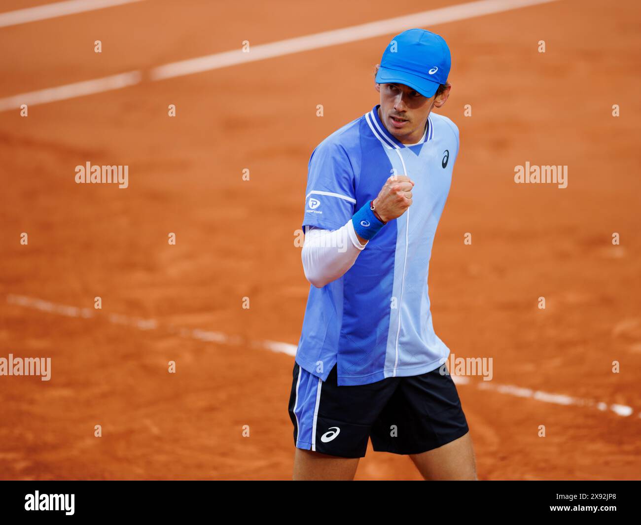 Roland Garros, 28 maggio 2024: Alex De Minaur (AUS) durante l'Open di Francia 2024. Alamy Live News/corleve Foto Stock