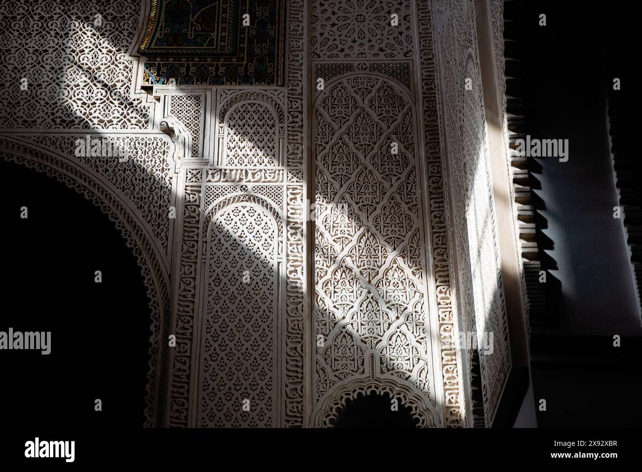 Il sito turistico del Mausoleo di Moulay Ismail nella Kasbah di Moulay Ismail a Meknes, Marocco Foto Stock