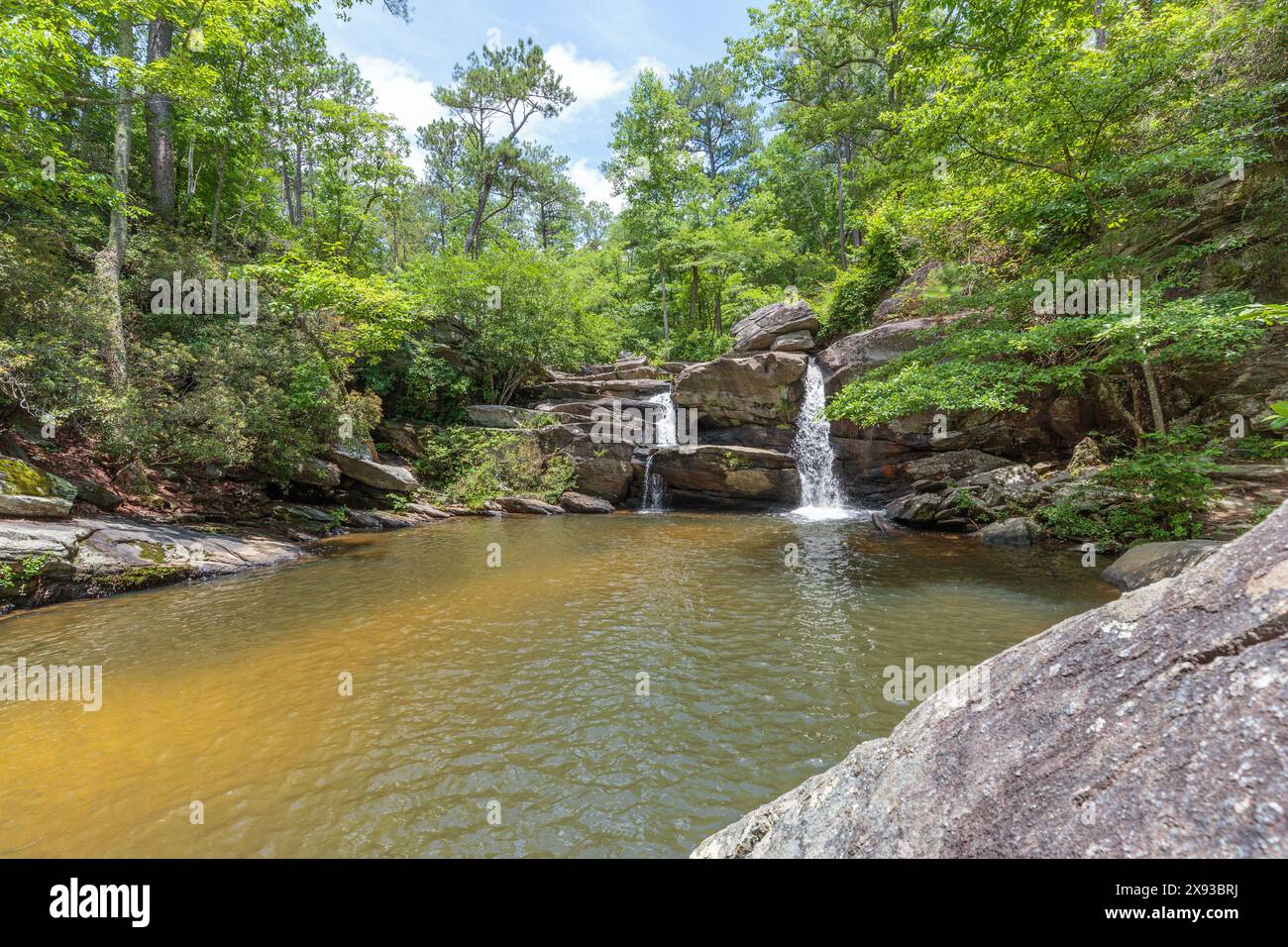 Cheaha Falls lungo il Chinnabee Silent Trail attraverso la Talladega National Forest vicino a Lineville, Alabama Foto Stock