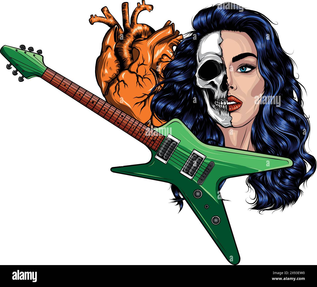 Disegna un disegno di illustrazione vettoriale per chitarra elettrica colorata Illustrazione Vettoriale