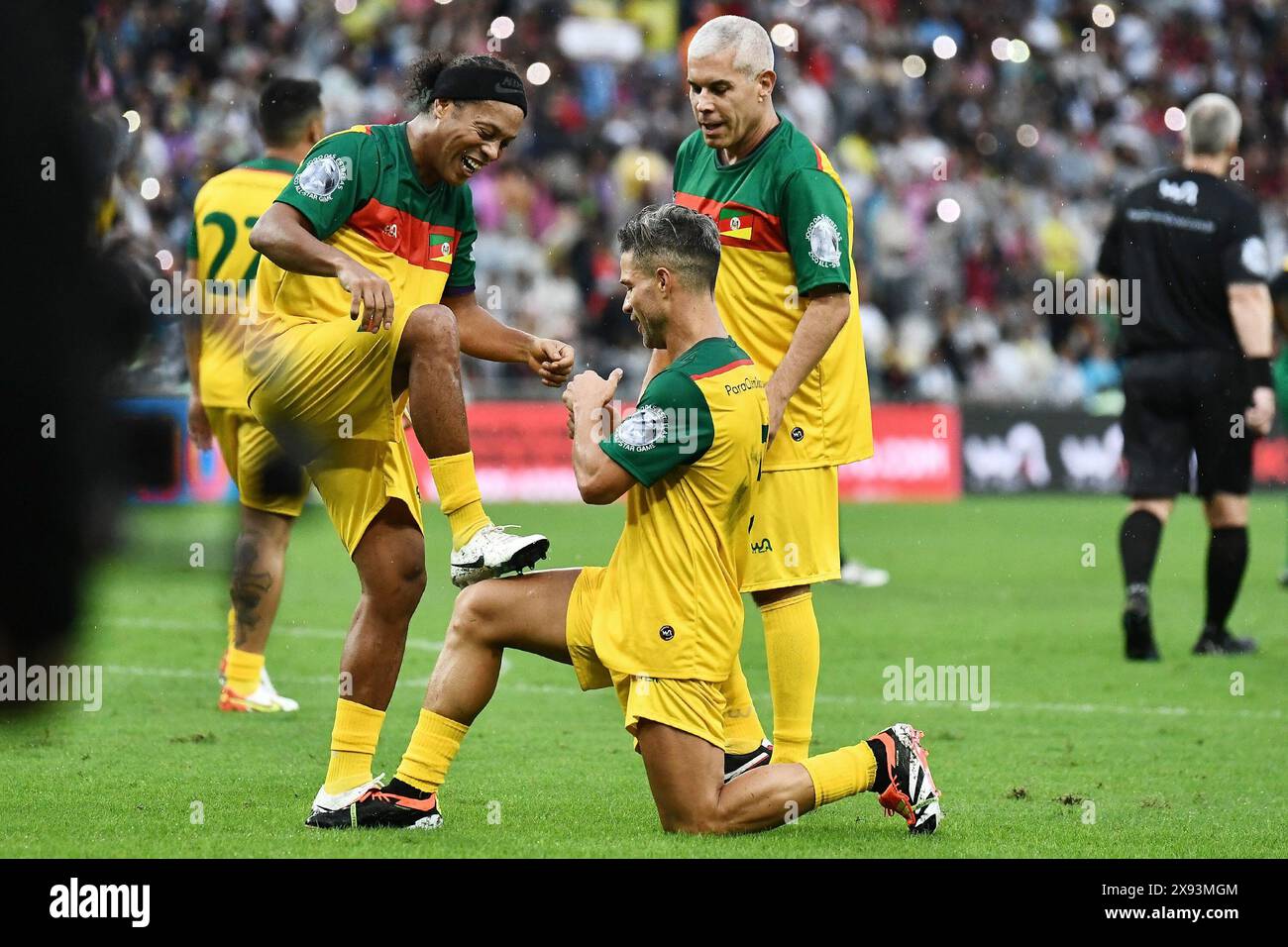 Rio de Janeiro, Brasile, 27 maggio 2024. Il calciatore Ronaldinho Gaúcho, durante una partita di beneficenza per le vittime delle inondazioni nel Rio grande do sul, a Foto Stock