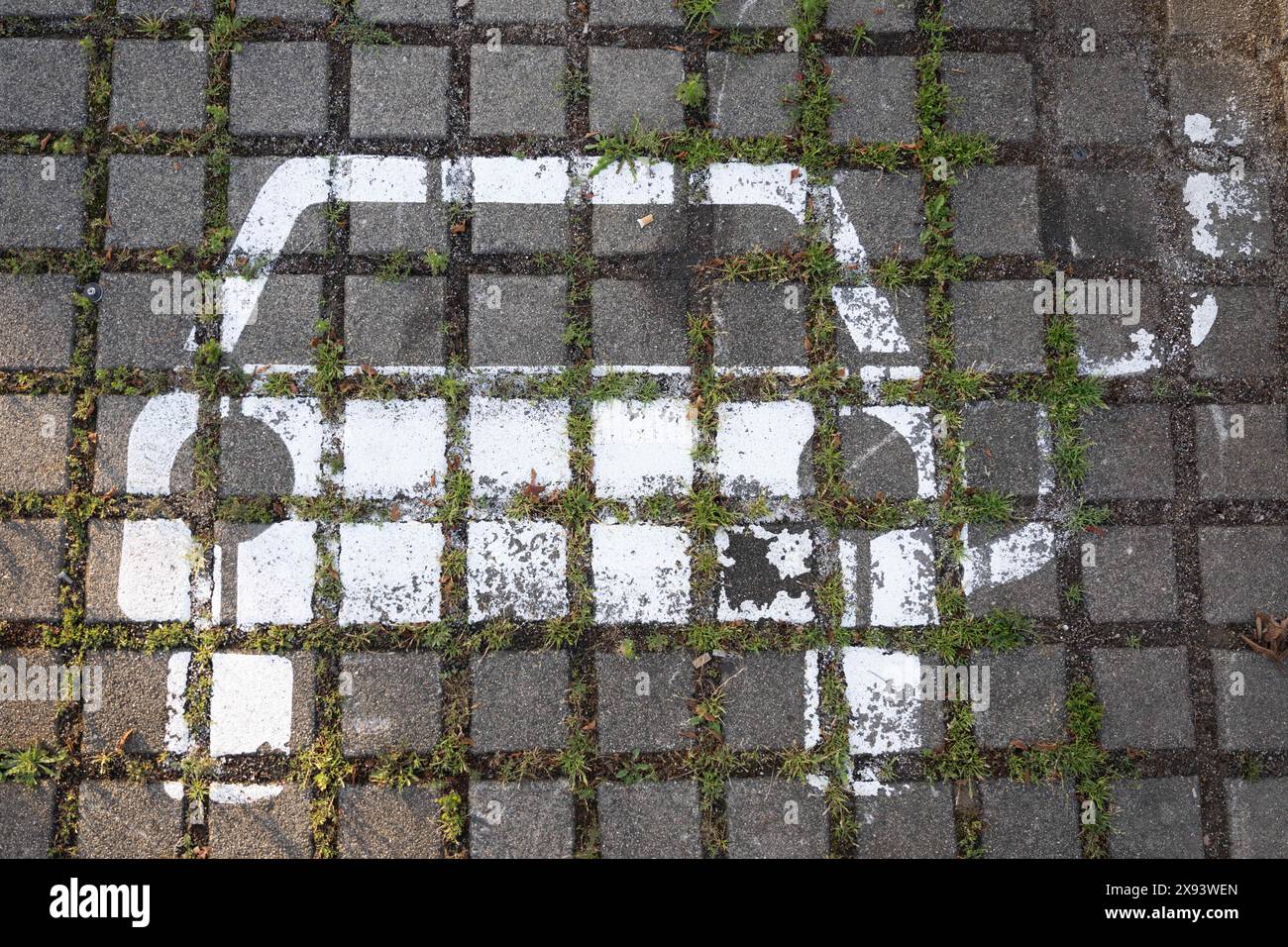 Dresda, Germania. 29 maggio 2024. Un pittogramma su un parcheggio per auto elettriche presso una stazione di ricarica presso una stazione di servizio. In futuro, i conducenti di auto elettriche dovranno disporre di stazioni di ricarica più veloci nelle stazioni di rifornimento. Secondo i piani del governo tedesco, le grandi catene di stazioni di servizio in Germania saranno obbligate a costruire stazioni di ricarica rapida in futuro. Il Gabinetto federale intende avviare un corrispondente emendamento alla legge mercoledì. Crediti: Sebastian Kahnert/dpa/Alamy Live News Foto Stock