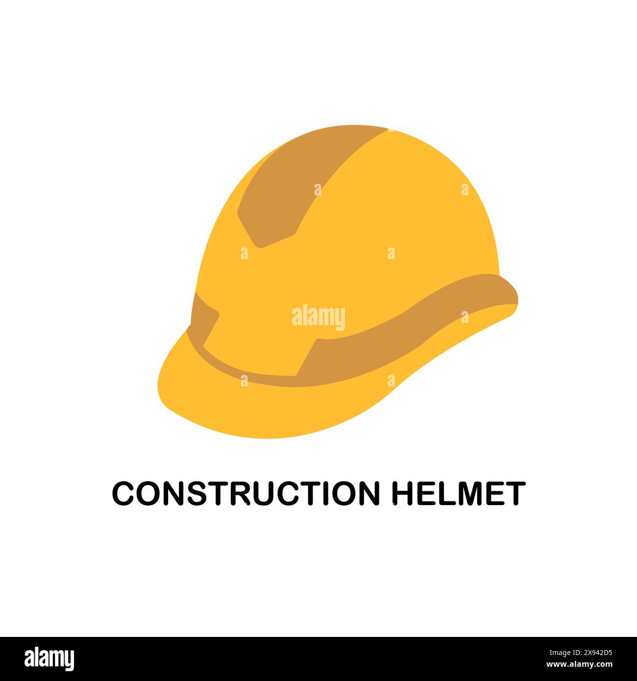 Elmetto di sicurezza giallo con struttura isolata su sfondo bianco. Illustrazione Vettoriale