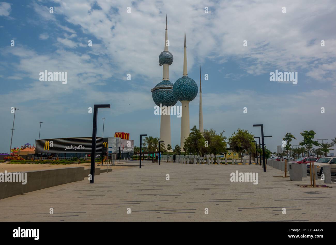 Kuwait City - 16 maggio 2024 - vista panoramica delle Kuwait Towers Foto Stock
