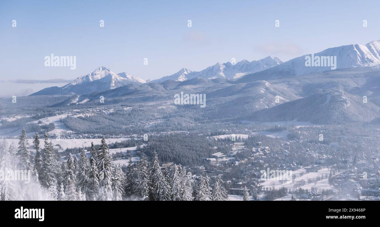 Vista panoramica di Zakopane, Polonia, vista dalla stazione del monte Gubalowka Foto Stock