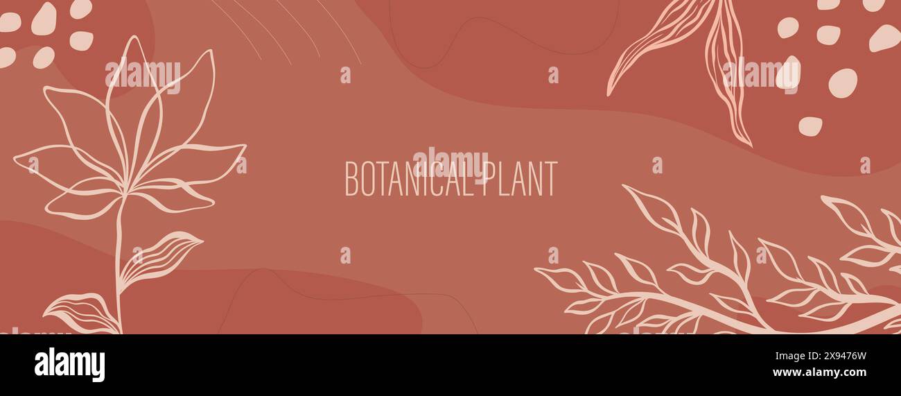 Design striscione vegetale natura disegnato a mano. Elemento botanico vegetale. Elegante stile vintage. Illustrazione Vettoriale