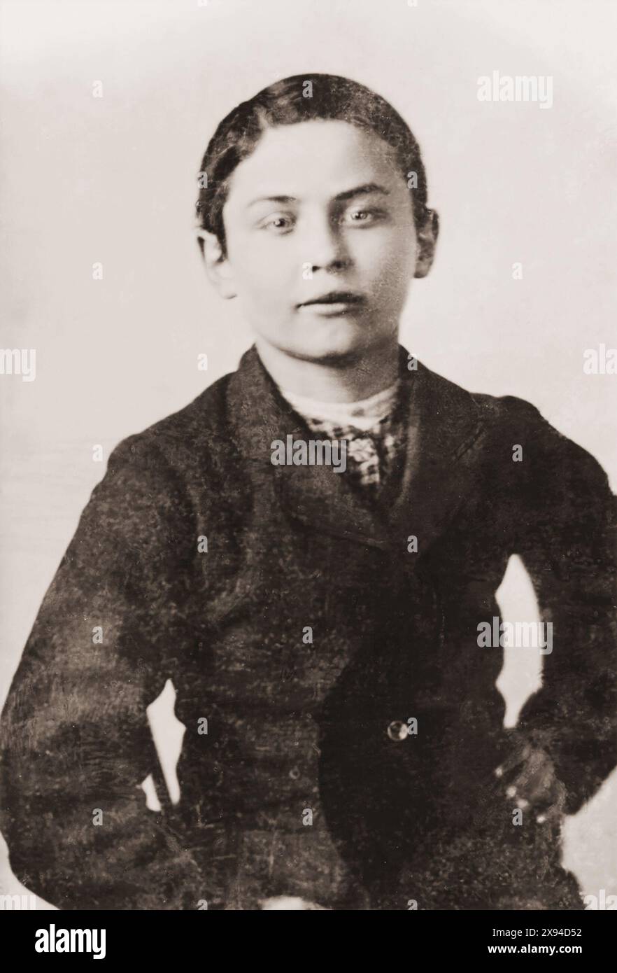 Immagine di Erik Weisz, più tardi conosciuto come Harry Houdini, da ragazzo nel 1882 Foto Stock