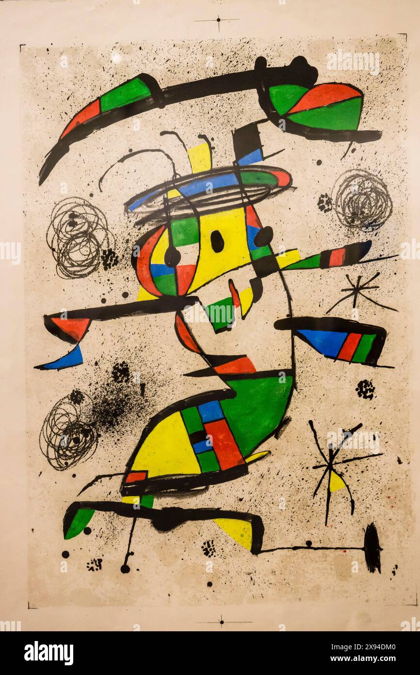 El Danaire, 1979, Joan Miró, gouache e litografia su carta, museo modernista di CAN Prunera, XX secolo, Soller, Maiorca, isole baleari, centro benessere Foto Stock