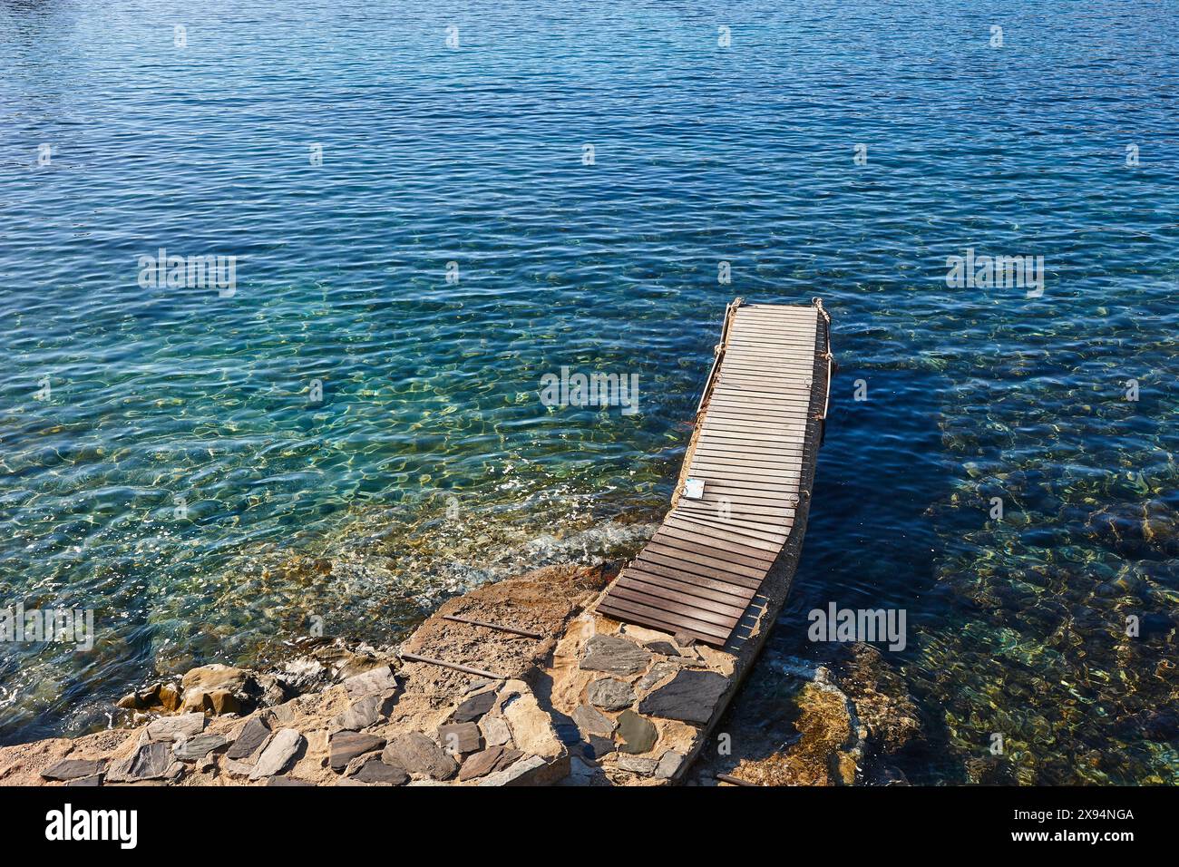 Trampolino di lancio sul mar mediterraneo. Costa brava. Catalogna, Spagna Foto Stock