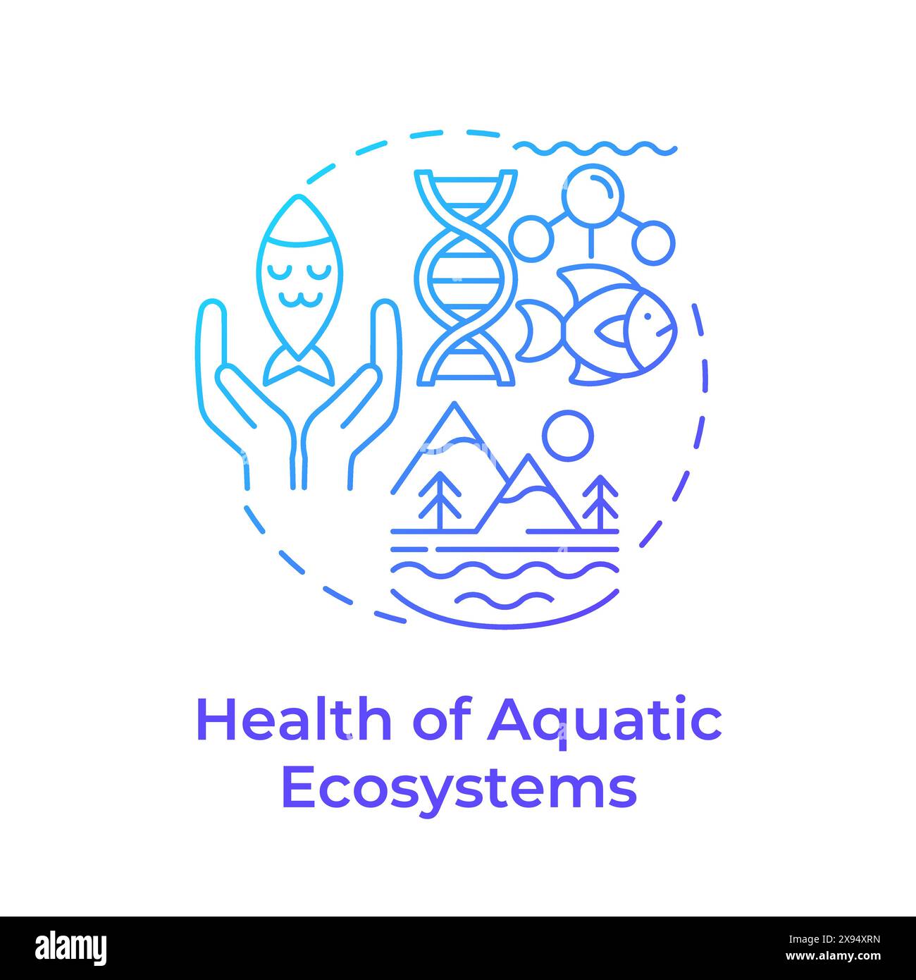 Salute degli ecosistemi acquatici icona di concetto gradiente blu Illustrazione Vettoriale