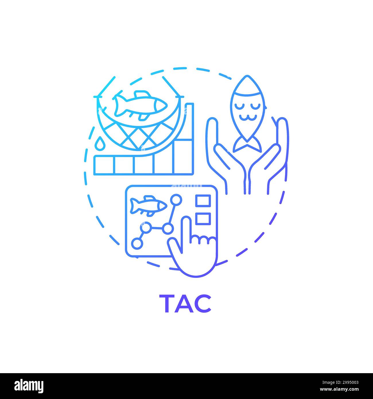 Icona del concetto gradiente blu TAC Illustrazione Vettoriale