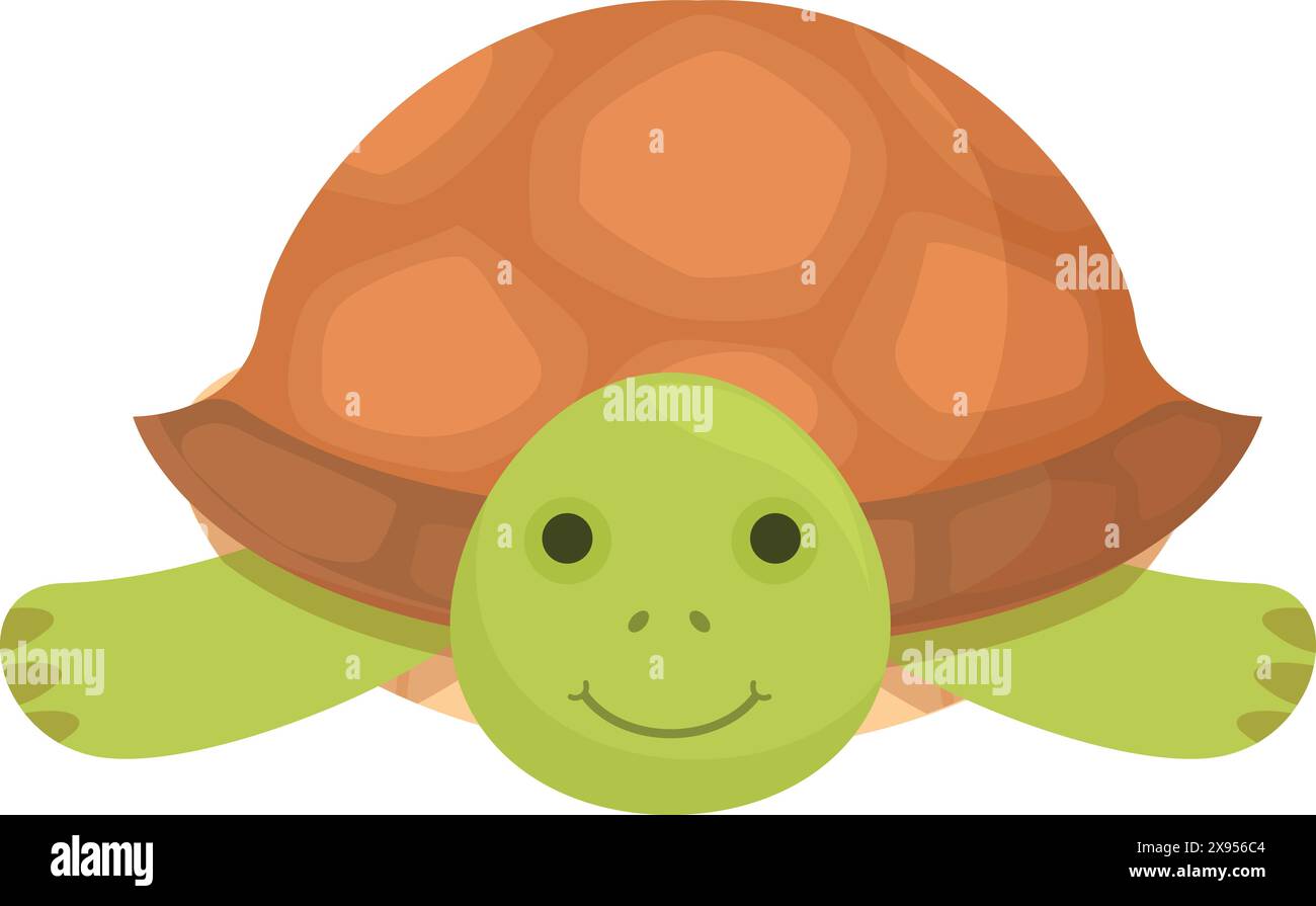 Adorabile e giocosa tartaruga cartoni animati che sorride felicemente in un'illustrazione colorata, perfetta per i libri didattici per bambini e i disegni a tema naturale Illustrazione Vettoriale