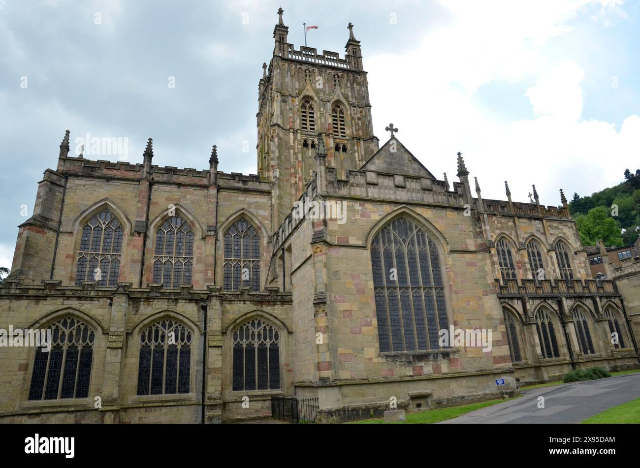 Great Malvern Priory Church a Malvern, Worcestershire. Foto Stock