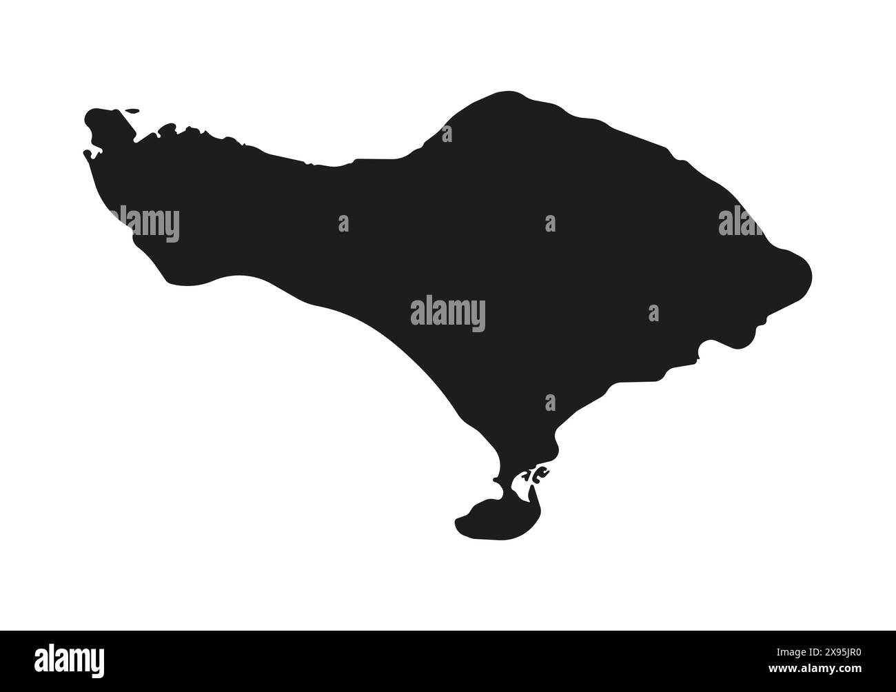 Icona illustrazione semplificata isolata vettoriale con silhouette nera di Bali, isola Indonesia, mappa. Sfondo bianco Illustrazione Vettoriale