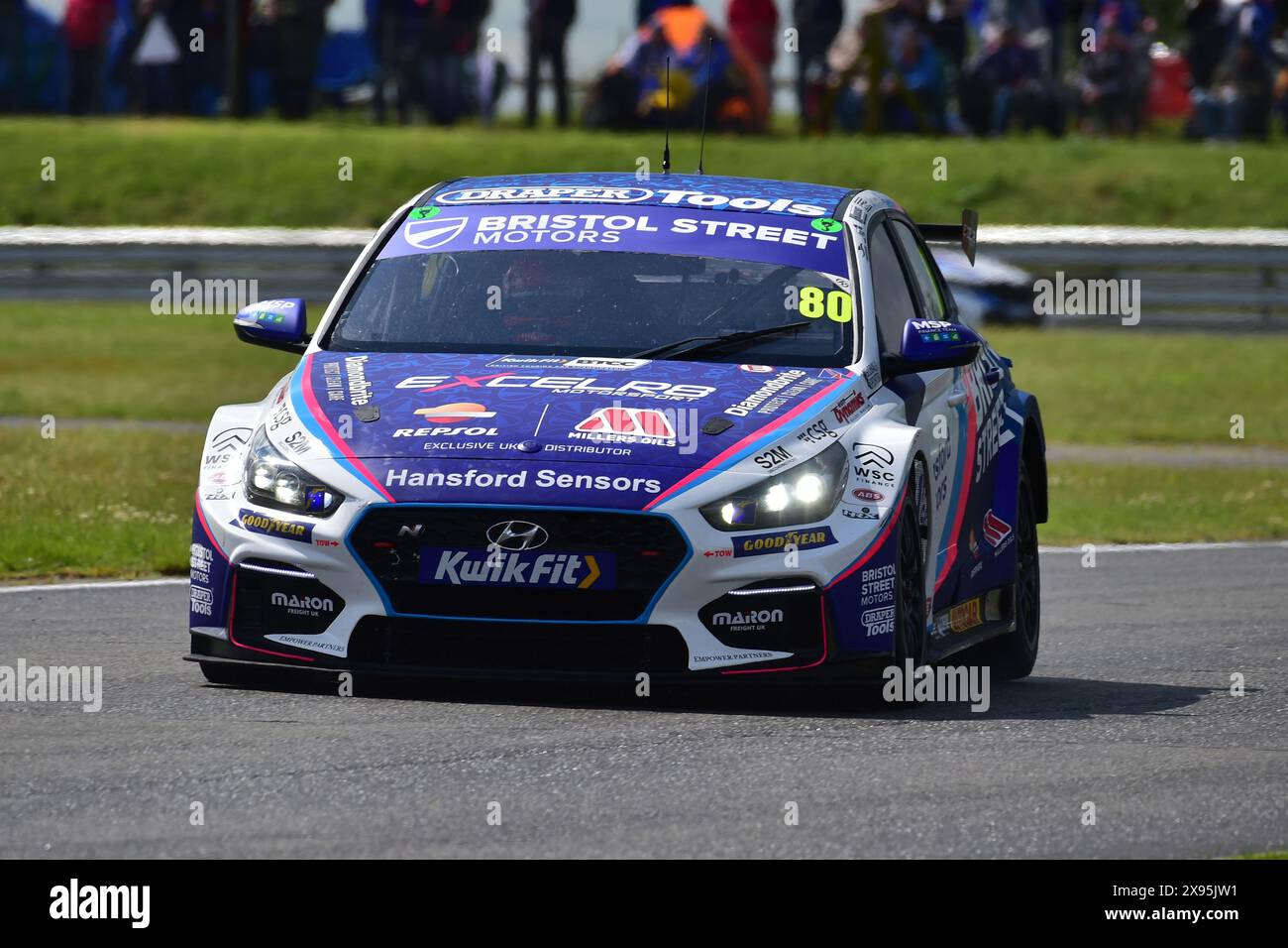 Tom Ingram, Hyundai i30N, Team Bristol Street Motors, BTCC, British Touring Car Championship, ottavo round della stagione 2024, Snetterton, Norwich, Nor Foto Stock