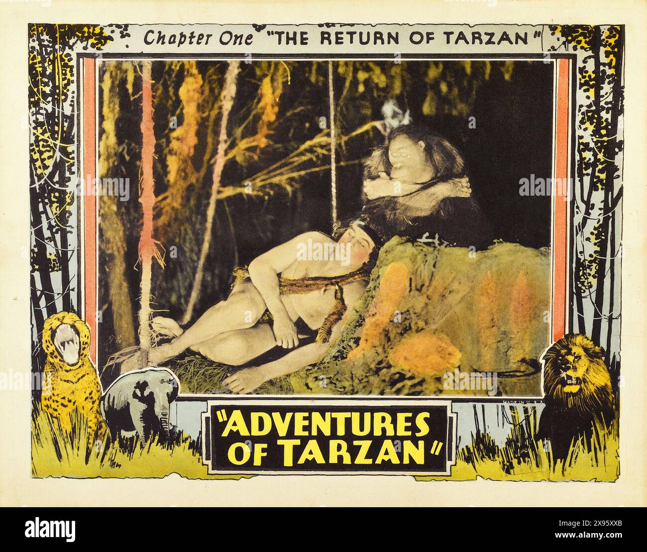 Le avventure di Tarzan (Numa, 1921). Lobby Card - poster con film d'epoca Foto Stock