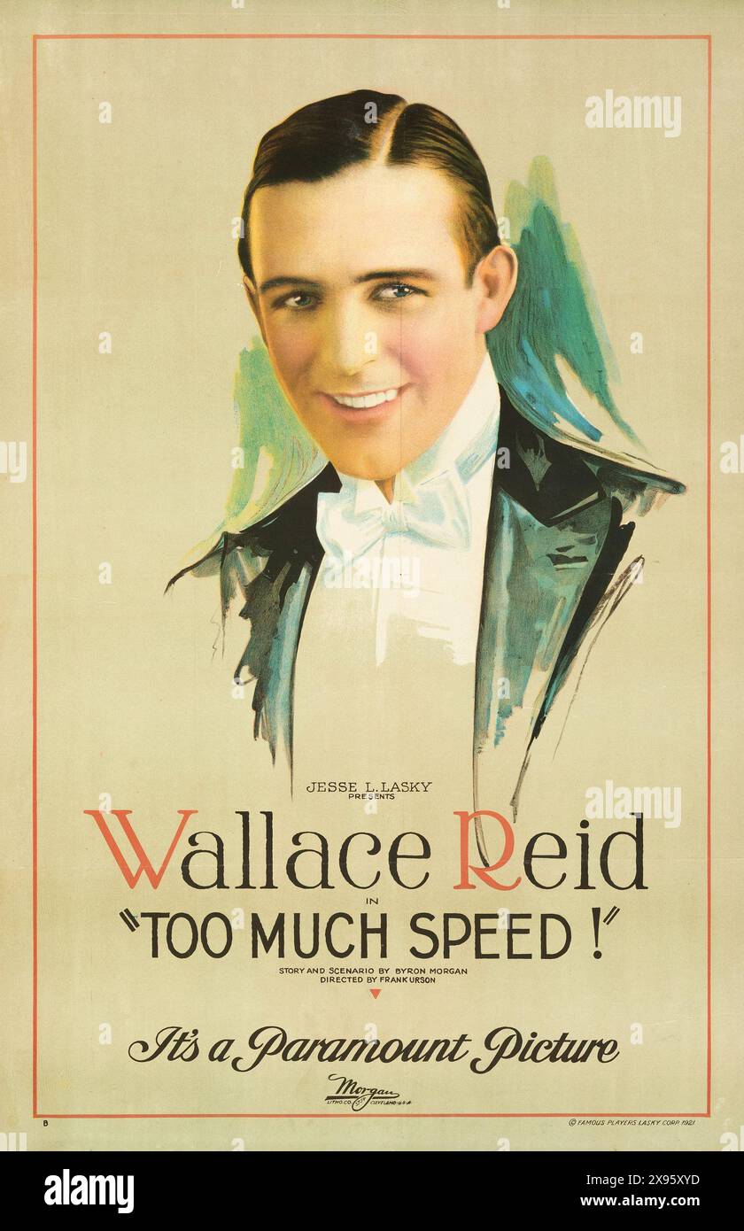 Too Much Speed (Paramount, 1921) Wallace Reid - poster cinematografico vintage Foto Stock
