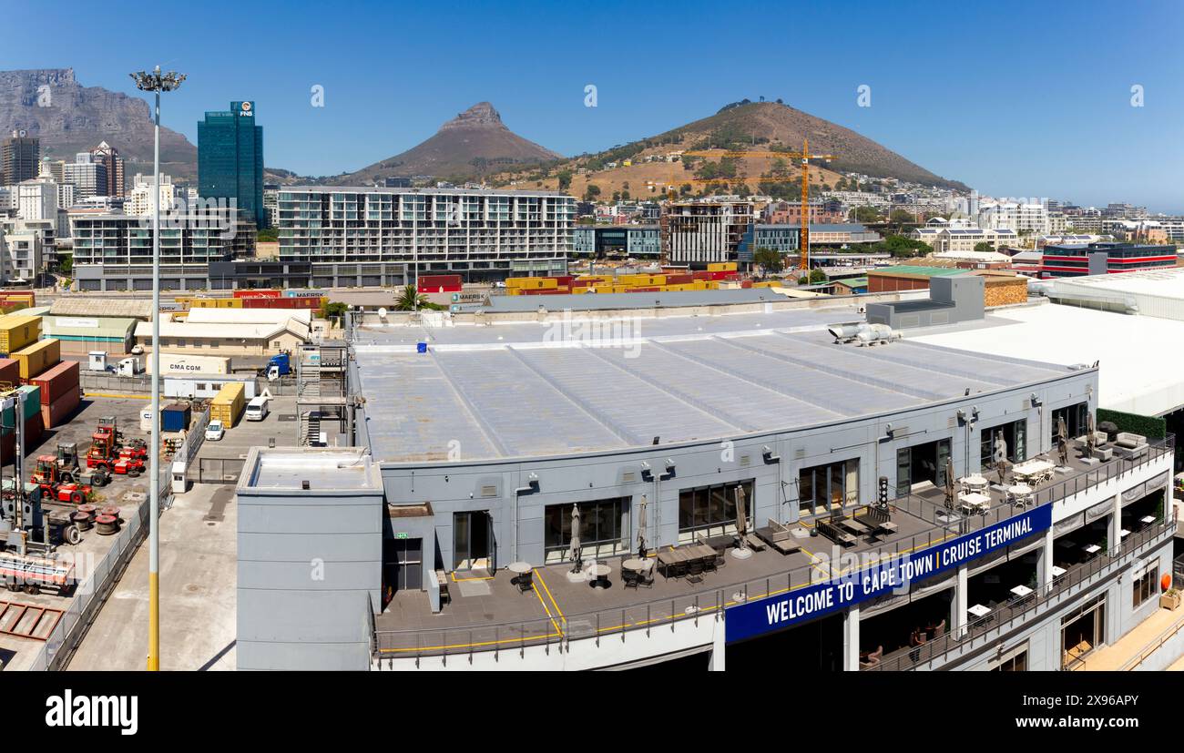 Vista panoramica del terminal delle navi da crociera di città del Capo Foto Stock
