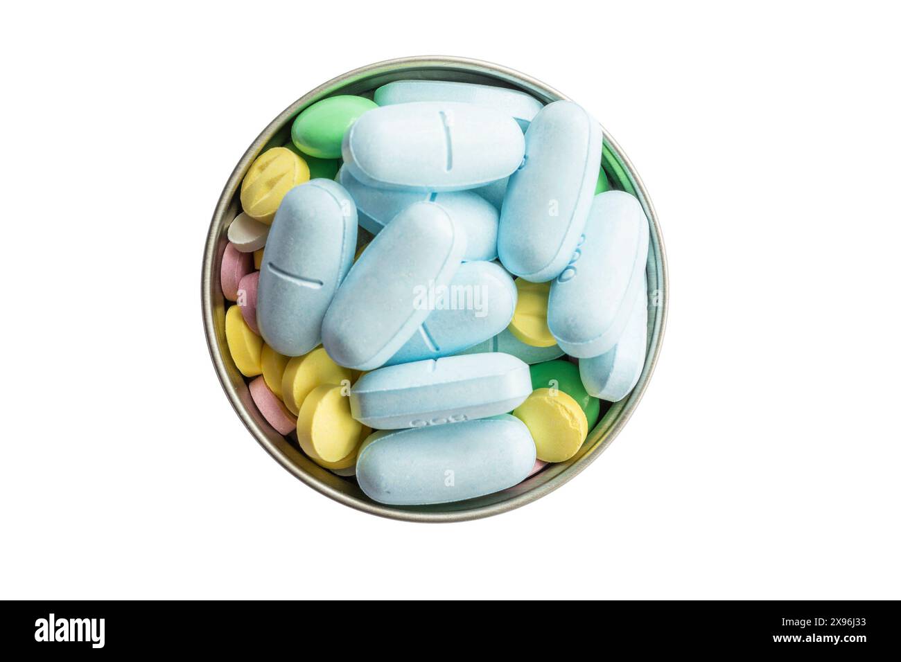 Compresse pillole cumulo colore mix medicina medica Foto Stock