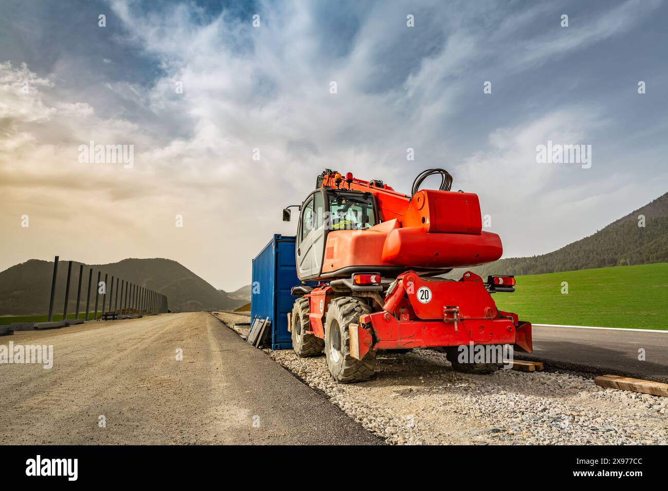 Costruzione di una nuova autostrada o autostrada in Slovacchia, Europa Foto Stock