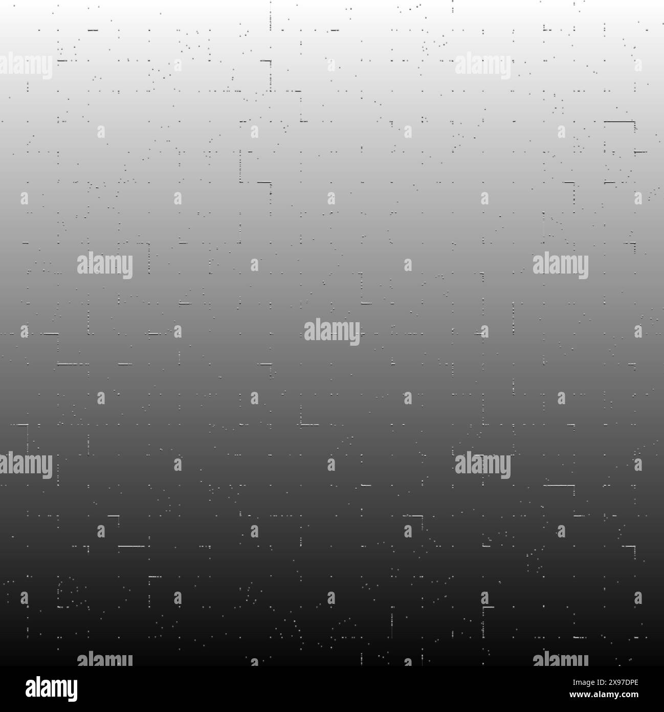 Un'opera d'arte digitale minimalista con sfumature da grigio a nero con un sottile effetto glitch Foto Stock