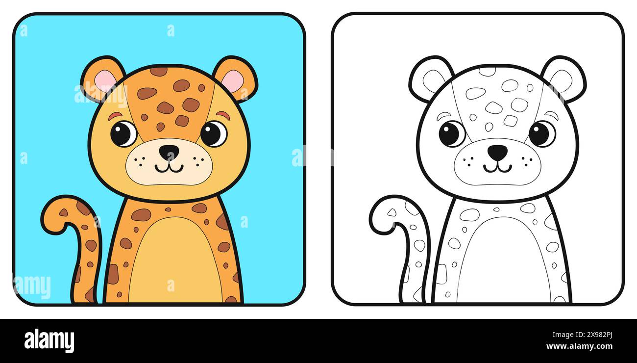 Libro da colorare per bambini con animali africani. Illustrazione vettoriale. Illustrazione Vettoriale