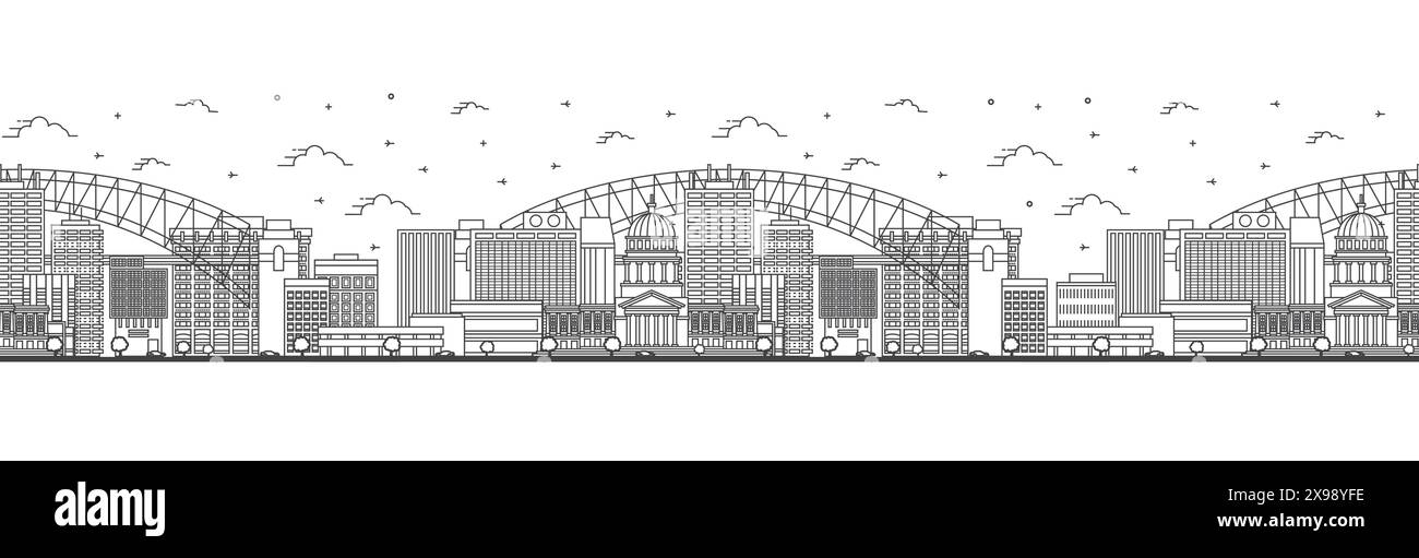 Motivo senza cuciture con profilo Little Rock, Arkansas City Skyline. Edifici moderni isolati su White. Illustrazione vettoriale. Little Rock USA. Illustrazione Vettoriale