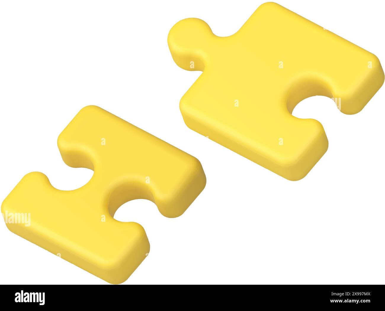 Puzzle a parte seghetto alternativo giallo separazione dei dettagli connessione incompleta icona 3d illustrazione vettoriale realistica. Risoluzione dei problemi collaborazione lavoro di squadra c Illustrazione Vettoriale