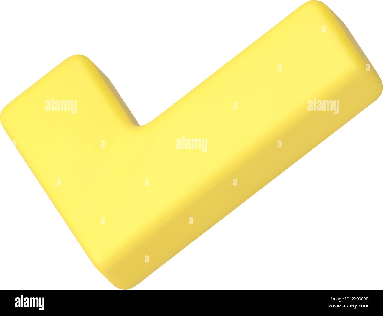 Segno di spunta giallo voto corretto Scegli positivo Accetta conferma icona 3d illustrazione vettoriale realistica. Selezionare l'opzione Right Select done successful confir Illustrazione Vettoriale