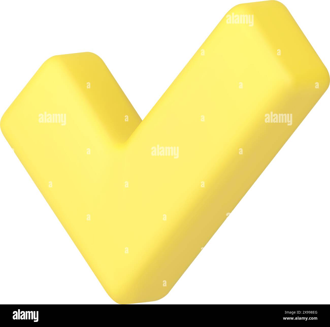 Selezionare il segno di spunta giallo fine scelta conferma accettare casella di controllo icona 3d illustrazione vettoriale realistica. Segno di spunta ok buona decisione ha approvato vali di voto Illustrazione Vettoriale