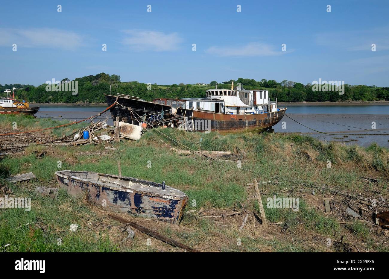 vecchia casa galleggiante, estuario di taw-torridge, instow, nel nord del devon, inghilterra Foto Stock