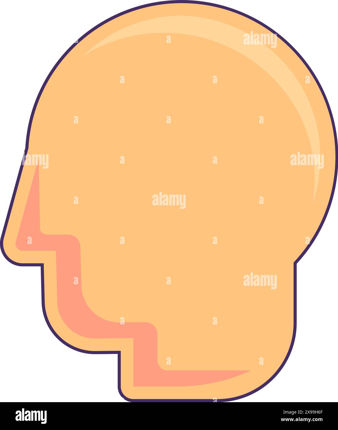 Icona profili testa uomo calvo. Conseguenze della chemioterapia, elemento cartoni animati medico per un design moderno e retrò. Semplice pittogramma vettoriale a colori Illustrazione Vettoriale