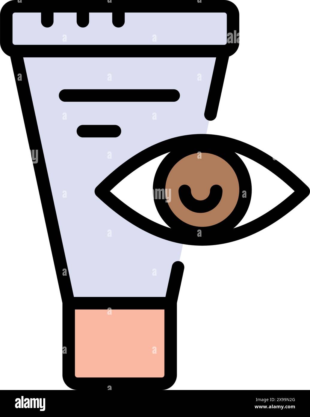 Icona colore crema occhi. Elemento semplice della collezione Skin Care. Crema occhi creativa. Disegno piatto isolato dal vettore. Illustrazione Vettoriale