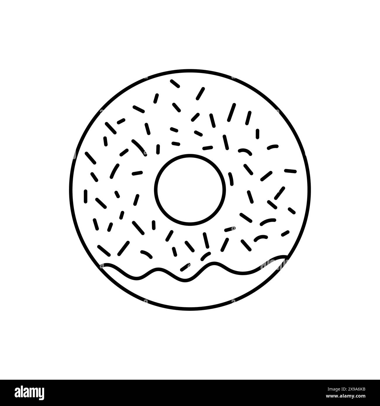 Icona contorno ciambella isolata su sfondo bianco Illustrazione Vettoriale