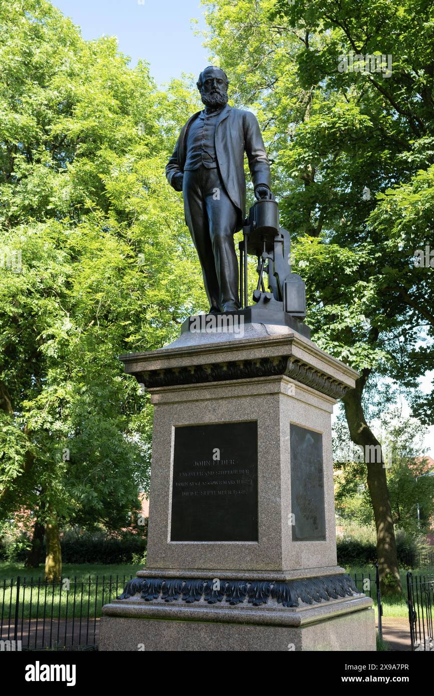 Statua di John Elder, Elder Park, Govan, Glasgow, Scozia, REGNO UNITO Foto Stock