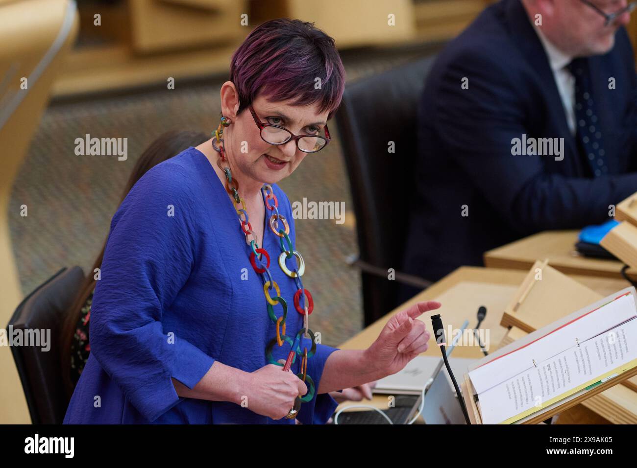 Edimburgo Scozia, Regno Unito 30 maggio 2024. Segretario di gabinetto per la giustizia e gli affari interni, Angela Constance presso il Parlamento scozzese per la legge sull'ufficio postale (sistema Horizon) Offences (Scozia). credito sst/alamy notizie in diretta Foto Stock