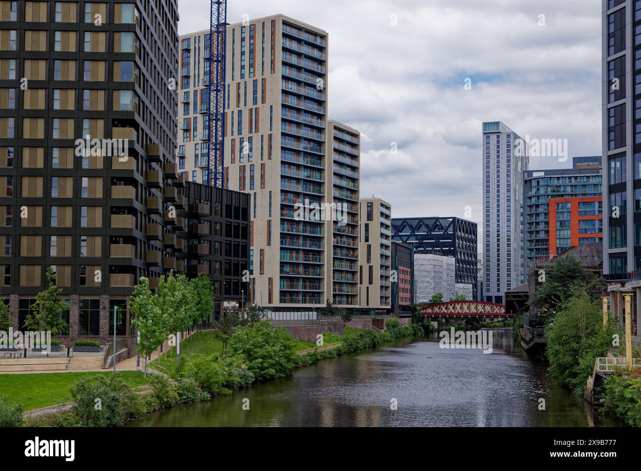 Il fiume Irwell attraverso il centro di Manchester. Foto Stock