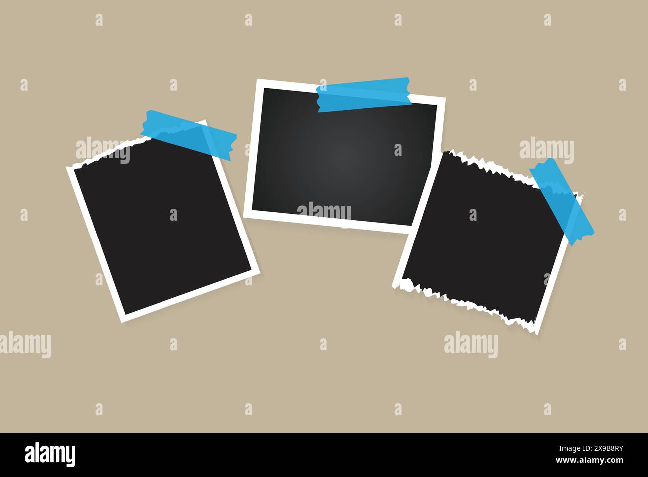 Elegante cornice fotografica strappata, mockup polaroide, vettore premium Illustrazione Vettoriale