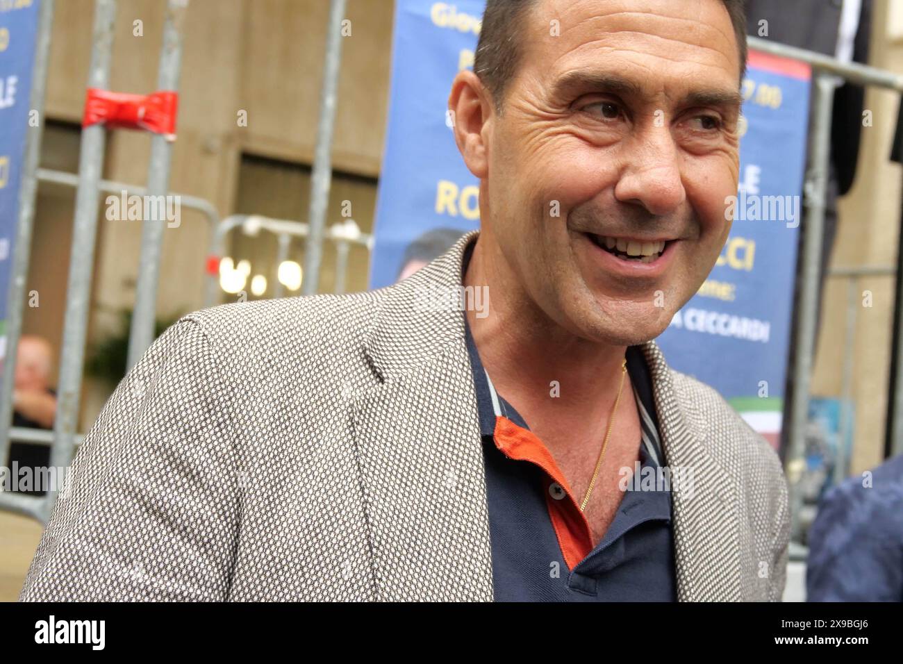 Italia, Arezzo, 30 maggio 2024: Il generale Roberto Vannacci durante una manifestazione elettorale. Roberto Vannacci si candida alla Lega alle prossime elezioni europee. Foto © Daiano Cristini/sintesi/Alamy Live News Foto Stock