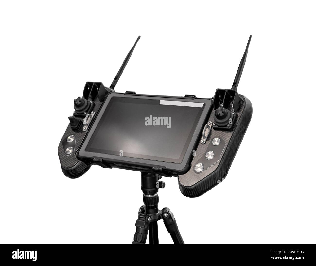 Telecomando GNSS isolato per drone militare. Schermata vuota di mockup del telecomando del drone. Foto Stock