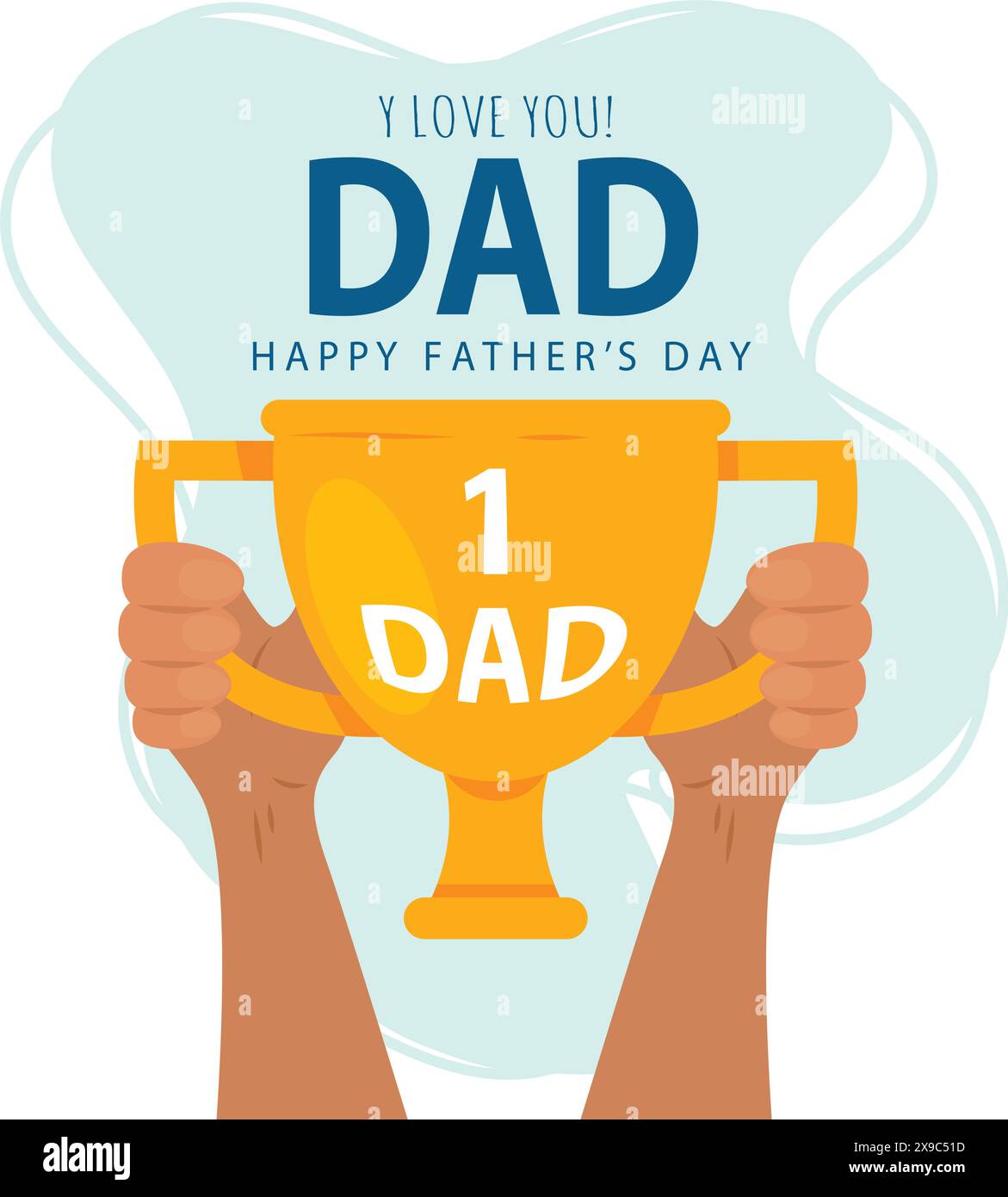 Felice poster del padre con le mani che tengono in mano un trofeo Vector Illustrazione Vettoriale