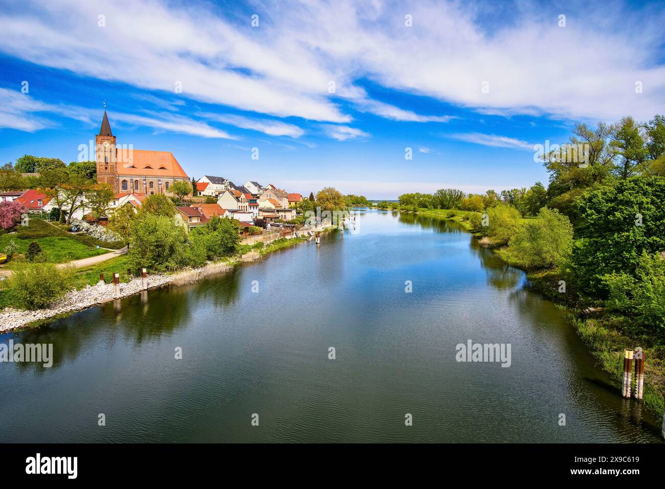 Fuerstenberg Oder sul canale Oder-Sprea, Eisenhuettenstadt, Brandeburgo, Germania Foto Stock