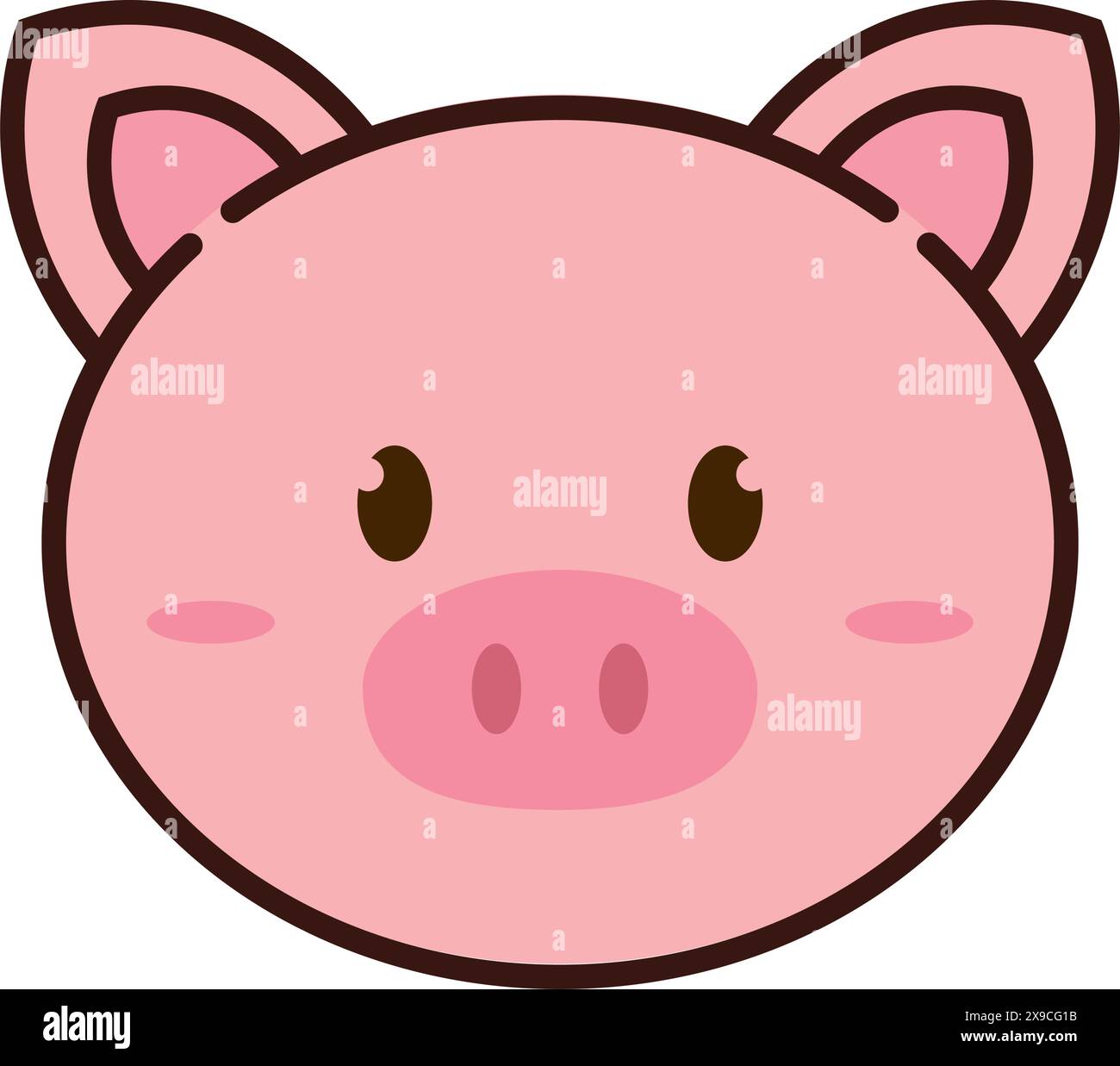 Carino personaggio di maiale kawaii animale, emoticon Vector Illustrazione Vettoriale