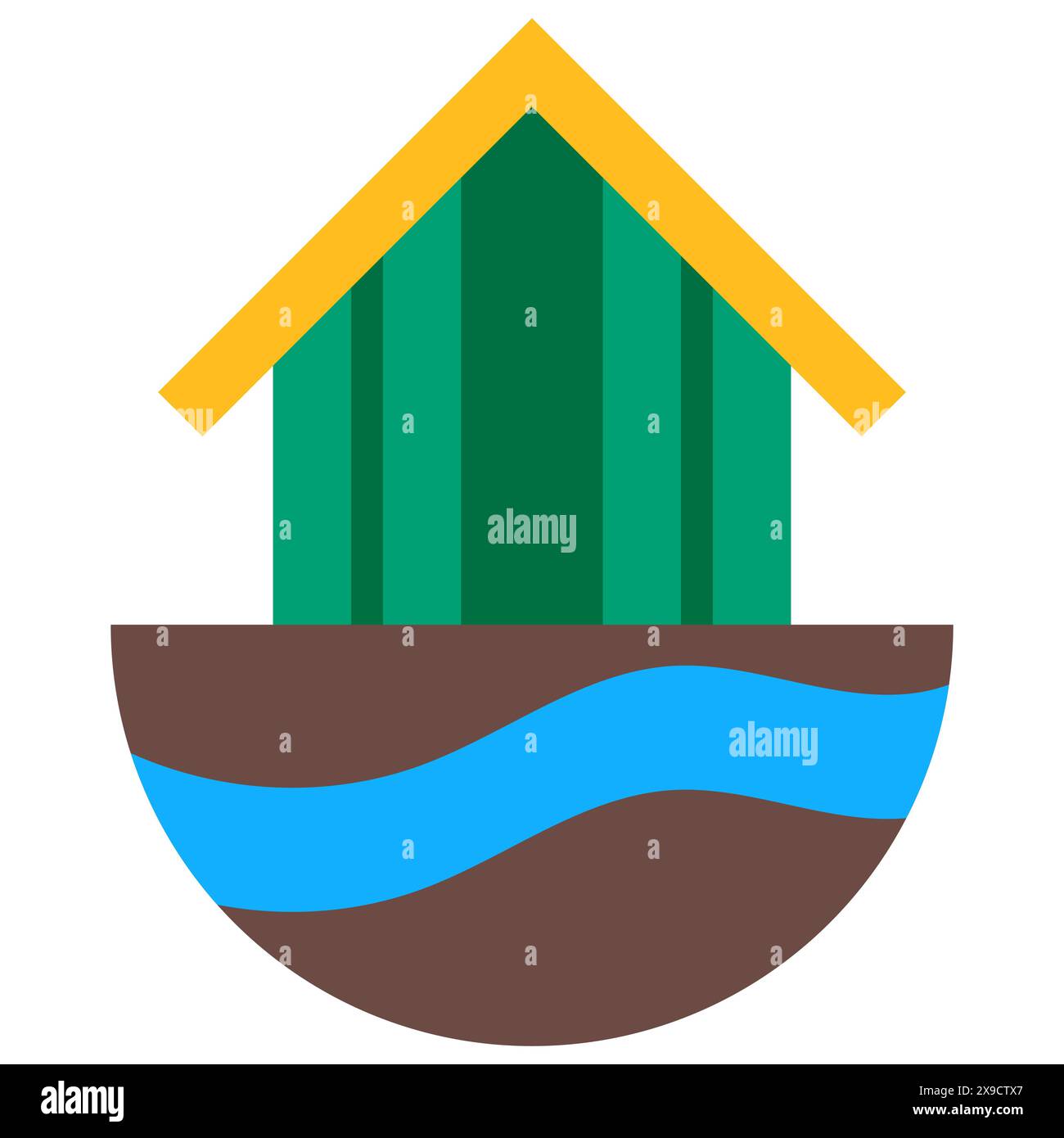 illustrazione di un logo residenziale piatto, edificio in stile architettonico classico, disegno creativo Illustrazione Vettoriale