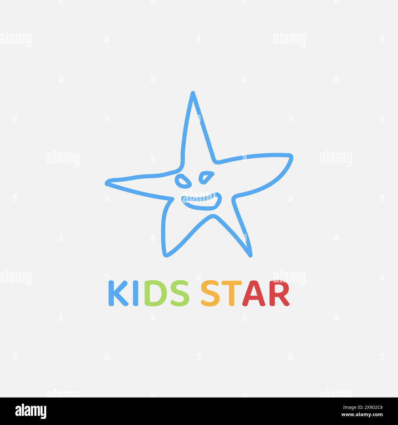 Logo astratto con scritta colorata adatto per eventi per bambini. Illustrazione Vettoriale