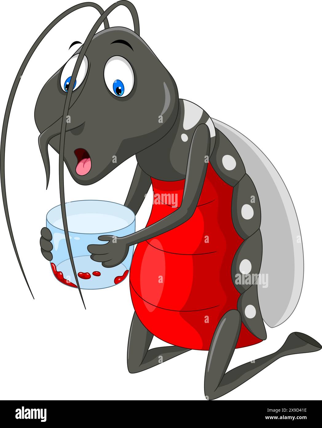 Cartone animato di zanzara isolato su sfondo bianco Illustrazione Vettoriale