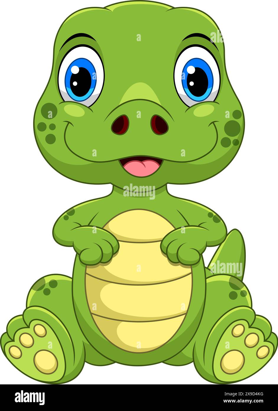 Illustrazione di un simpatico dinosauro bambino su sfondo bianco Illustrazione Vettoriale