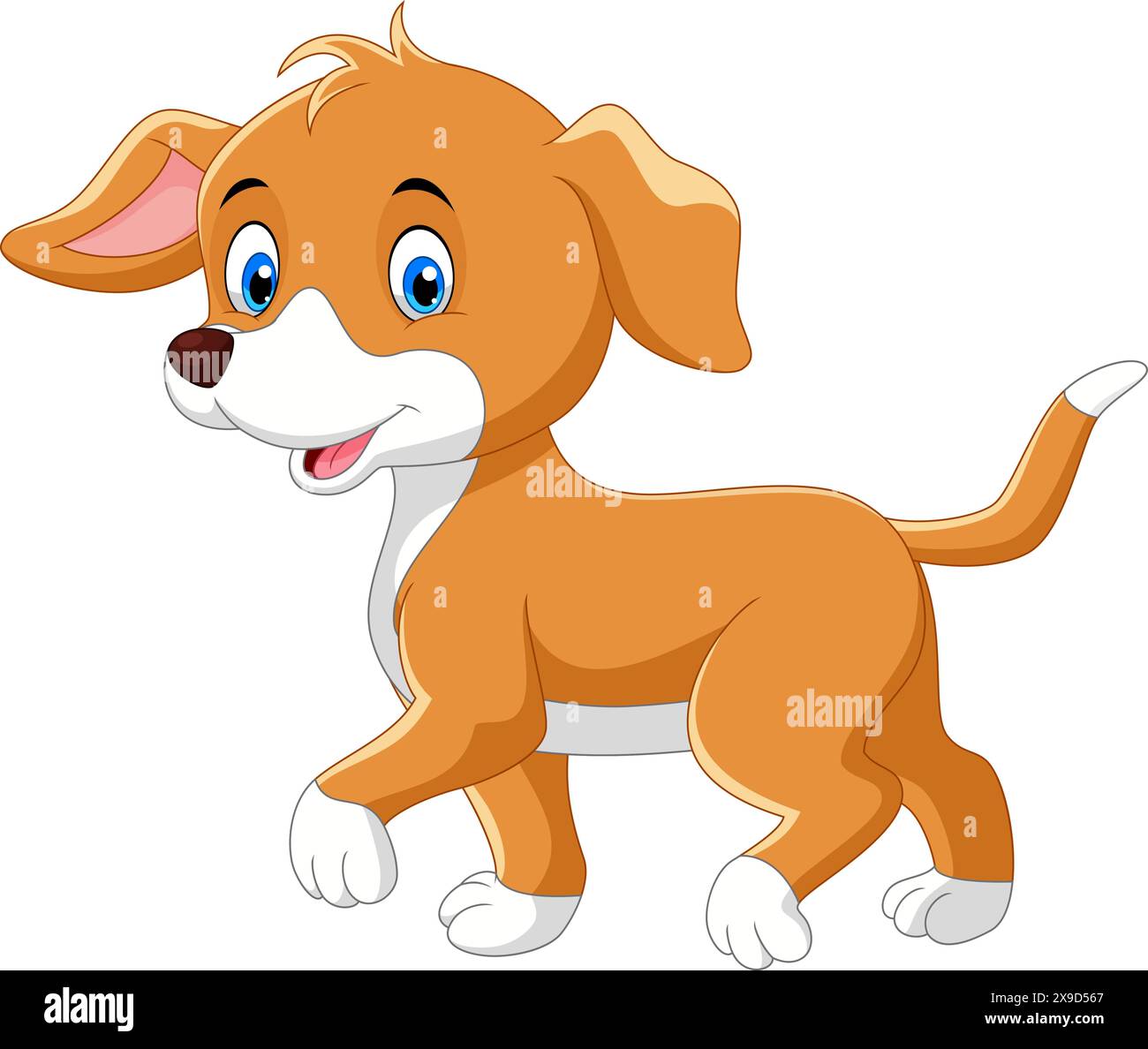 Illustrazione vettoriale di un cucciolo di cartoni animati isolato su sfondo bianco. Illustrazione Vettoriale